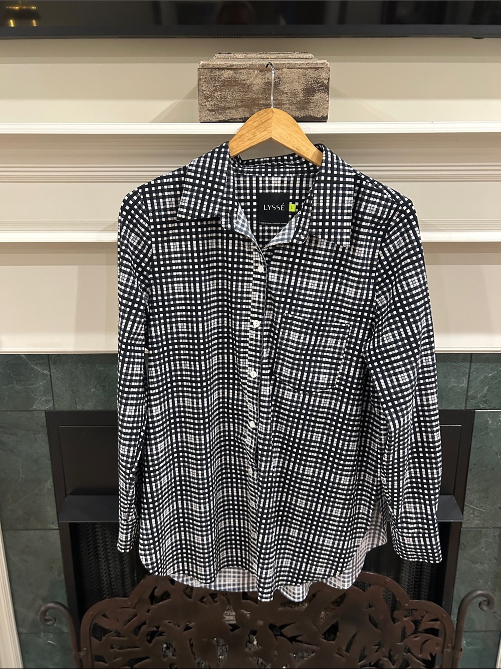 Lysse Black and White Checked Button-Down Shirt